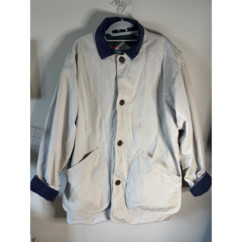Greatland Apparel Vinntage  Barn Jacket Tan Cotton Canvas Corduroy Collar Size M